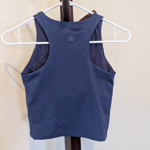 Rabbit Navy/Stripe Athletic Crop Tank Top, Size XS - Picture 10 of 11